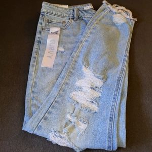 High-rise Curvy distressed jeans